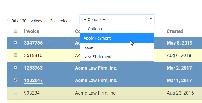 Select apply payment option